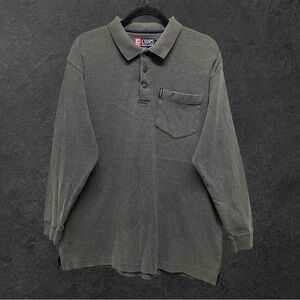 Vintage 90s Chaps Ralph Lauren Gray Long Sleeve Polo Shirt // L